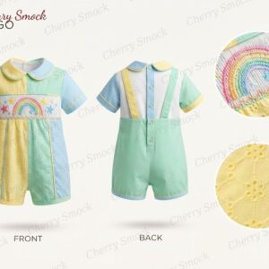 Cherrysmock Birthday Boys Hand-Smocked Romper Set – UK Collection #B05 (CS-UK-BDAY-B05)
