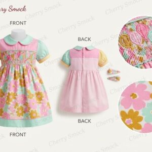 Cherrysmock Birthday Girls Hand-Smocked Dress – UK Collection #G02 (CS-UK-BDAY-G02)