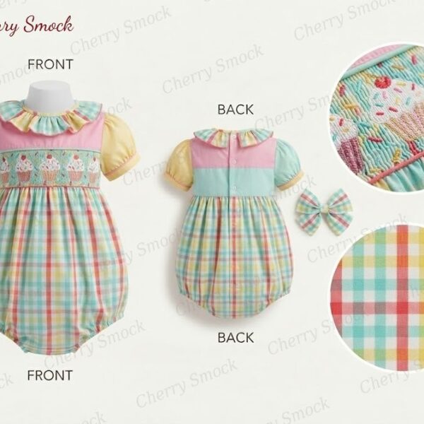 Cherrysmock Birthday Girls Hand-Smocked Dress – UK Collection #G03 (CS-UK-BDAY-G03)