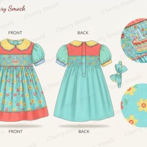 Cherrysmock Birthday Girls Hand-Smocked Dress – UK Collection #G09 (CS-UK-BDAY-G09)