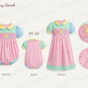 Cherrysmock Birthday Girls Hand-Smocked Dress – UK Collection #G14 (CS-UK-BDAY-G14)