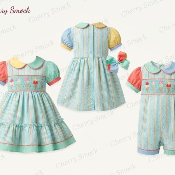 Cherrysmock Birthday Girls Hand-Smocked Dress – UK Collection #G15 (CS-UK-BDAY-G15)