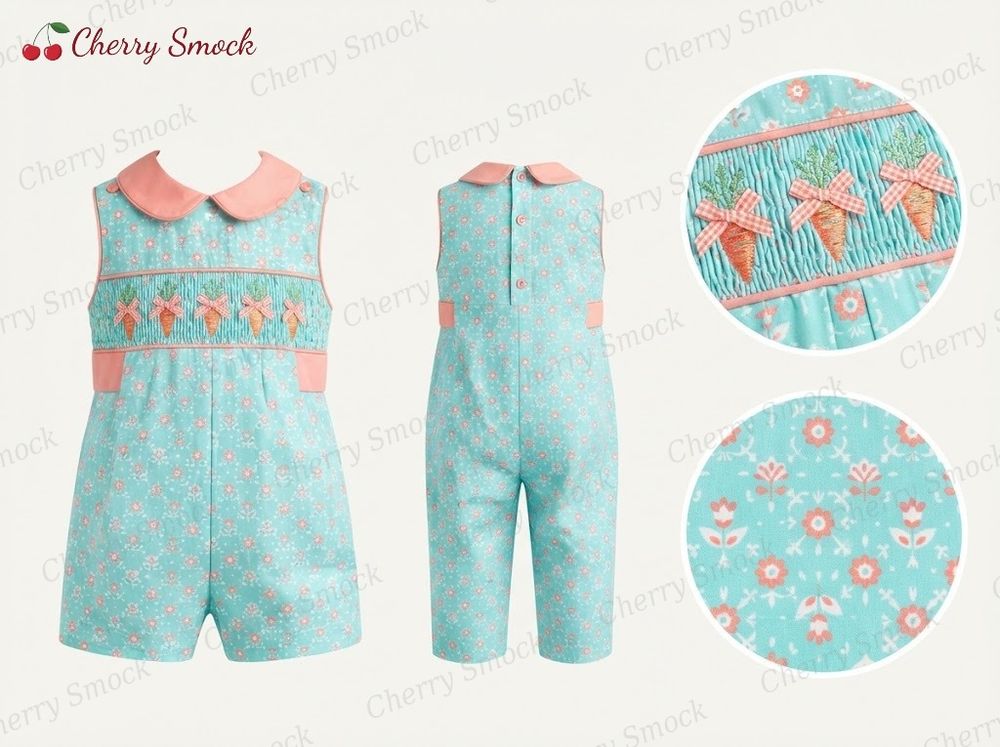 Coordinating Boys Hand-Smocked Romper Style B01