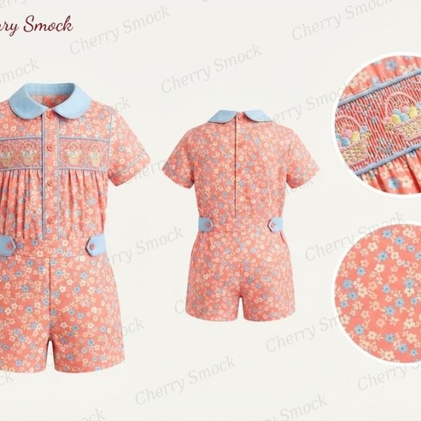 Cherrysmock Easter Boys Hand-Smocked Romper Set – UK Collection #B04 (CS-UK-EASTER-B04)