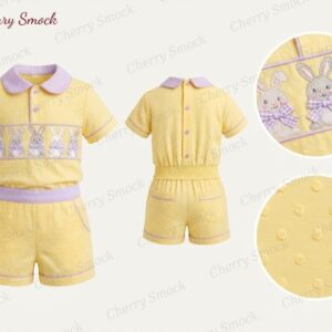 Cherrysmock Easter Boys Hand-Smocked Romper Set – UK Collection #B06 (CS-UK-EASTER-B06)