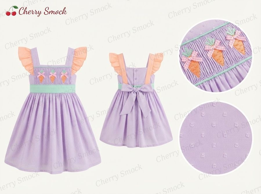 Cherrysmock Easter Girls Hand-Smocked Dress – UK Collection #G04 (CS-UK-EASTER-G04)