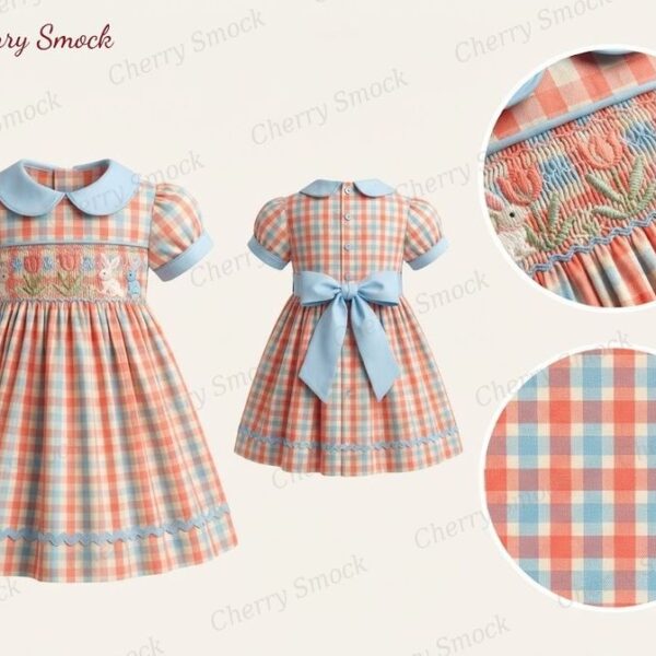 Cherrysmock Easter Girls Hand-Smocked Dress – UK Collection #G06 (CS-UK-EASTER-G06)