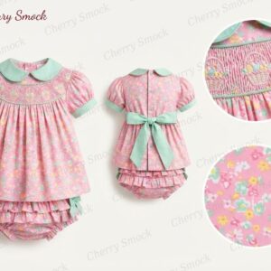 Cherrysmock Easter Girls Hand-Smocked Dress – UK Collection #G07 (CS-UK-EASTER-G07)