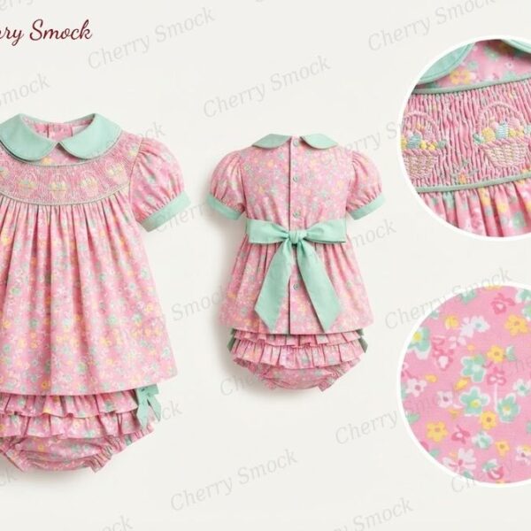 Cherrysmock Easter Girls Hand-Smocked Dress – UK Collection #G07 (CS-UK-EASTER-G07)