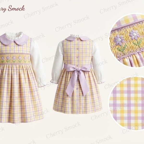 Cherrysmock Easter Girls Hand-Smocked Dress – UK Collection #G08 (CS-UK-EASTER-G08)