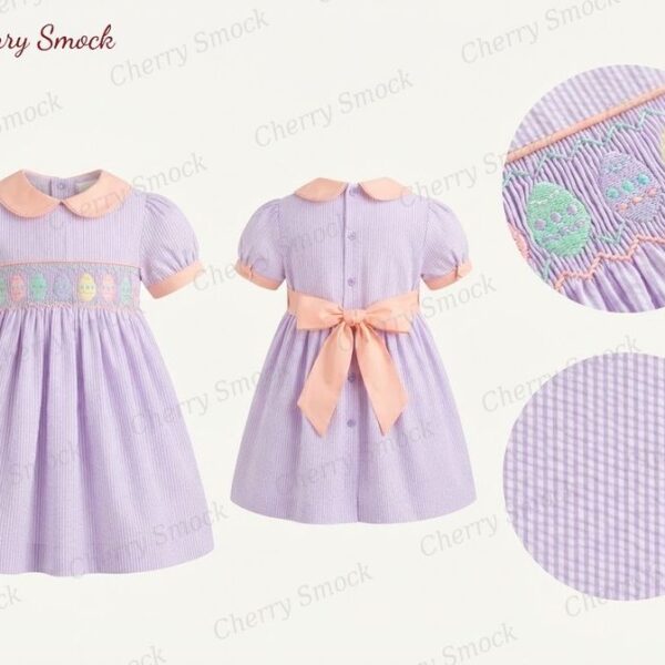 Cherrysmock Easter Girls Hand-Smocked Dress – UK Collection #G10 (CS-UK-EASTER-G10)