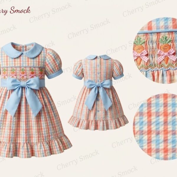 Cherrysmock Easter Girls Hand-Smocked Dress – UK Collection #G12 (CS-UK-EASTER-G12)