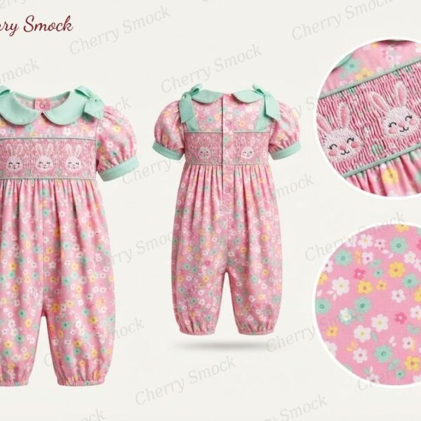Cherrysmock Easter Girls Hand-Smocked Dress – UK Collection #G13 (CS-UK-EASTER-G13)