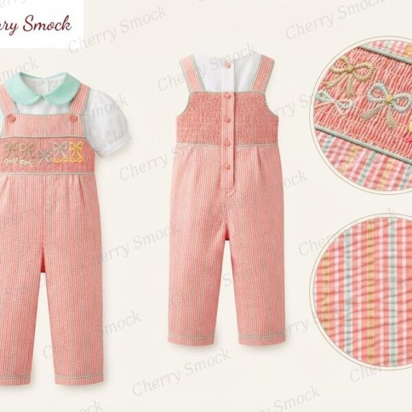 Cherrysmock New Year Boys Hand-Smocked Romper Set – UK Collection #B03 (CS-UK-NEWYEAR-B03)