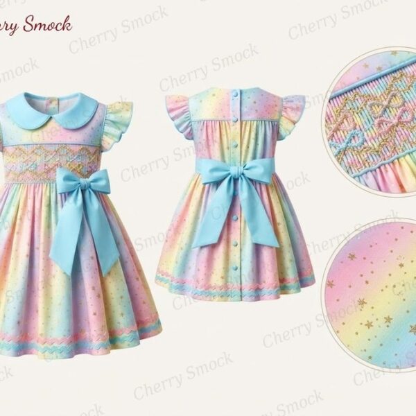 Cherrysmock New Year Girls Hand-Smocked Dress – UK Collection #G06 (CS-UK-NEWYEAR-G06)