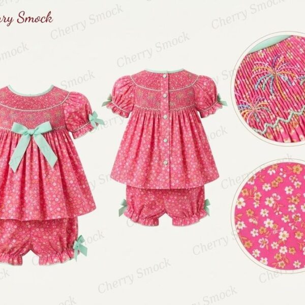 Cherrysmock New Year Girls Hand-Smocked Dress – UK Collection #G07 (CS-UK-NEWYEAR-G07)