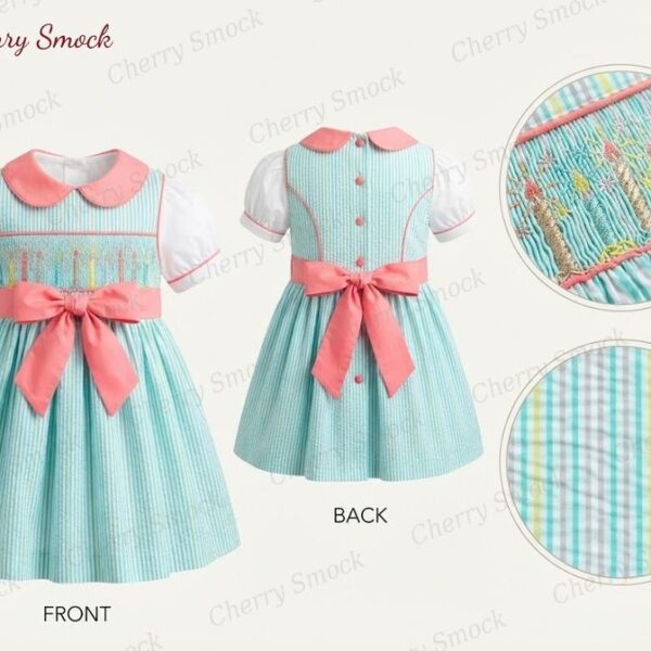 Cherrysmock New Year Girls Hand-Smocked Dress – UK Collection #G08 (CS-UK-NEWYEAR-G08)
