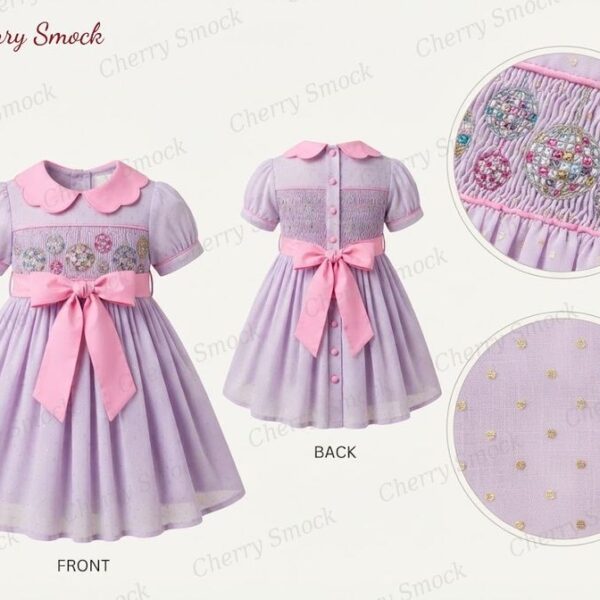 Cherrysmock New Year Girls Hand-Smocked Dress – UK Collection #G09 (CS-UK-NEWYEAR-G09)
