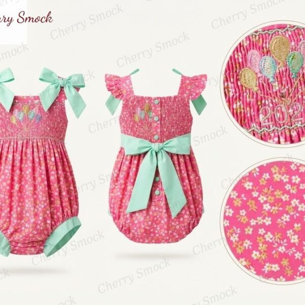 Cherrysmock New Year Girls Hand-Smocked Dress – UK Collection #G13 (CS-UK-NEWYEAR-G13)