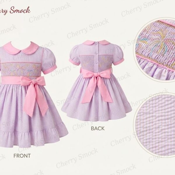 Cherrysmock New Year Girls Hand-Smocked Dress – UK Collection #G15 (CS-UK-NEWYEAR-G15)