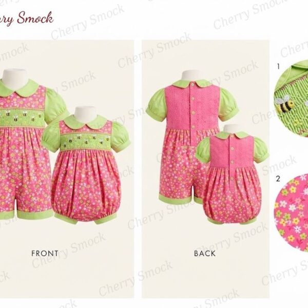 Cherrysmock Spring Boys Hand-Smocked Romper Set – UK Collection #B07 (CS-UK-SPRING-B07)