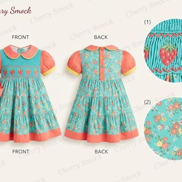 Cherrysmock Spring Girls Hand-Smocked Dress – UK Collection #G05 (CS-UK-SPRING-G05)