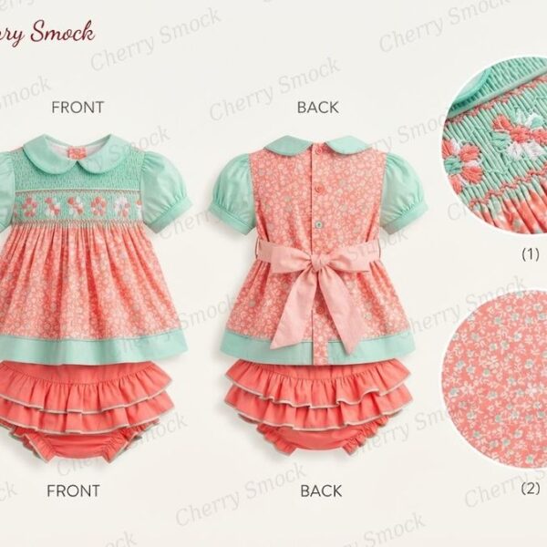 Cherrysmock Spring Girls Hand-Smocked Dress – UK Collection #G07 (CS-UK-SPRING-G07)
