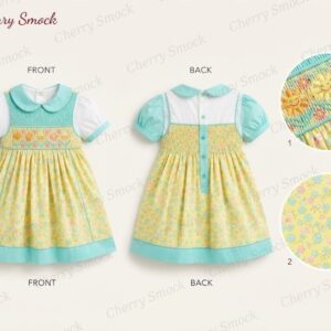 Cherrysmock Spring Girls Hand-Smocked Dress – UK Collection #G08 (CS-UK-SPRING-G08)