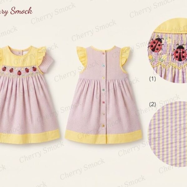 Cherrysmock Spring Girls Hand-Smocked Dress – UK Collection #G12 (CS-UK-SPRING-G12)