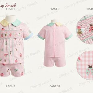 Cherrysmock Valentine’s Day Boys Hand-Smocked Romper Set – UK Collection #B04 (CS-UK-VALENTINE-B04)