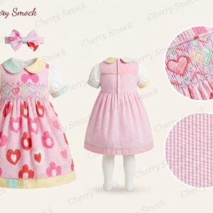 Cherrysmock Valentine’s Day Girls Hand-Smocked Dress – UK Collection #G08 (CS-UK-VALENTINE-G08)