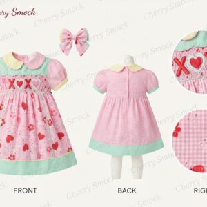 Cherrysmock Valentine’s Day Girls Hand-Smocked Dress – UK Collection #G11 (CS-UK-VALENTINE-G11)