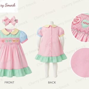 Cherrysmock Valentine’s Day Girls Hand-Smocked Dress – UK Collection #G12 (CS-UK-VALENTINE-G12)