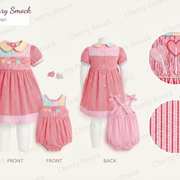 Cherrysmock Valentine’s Day Girls Hand-Smocked Dress – UK Collection #G13 (CS-UK-VALENTINE-G13)
