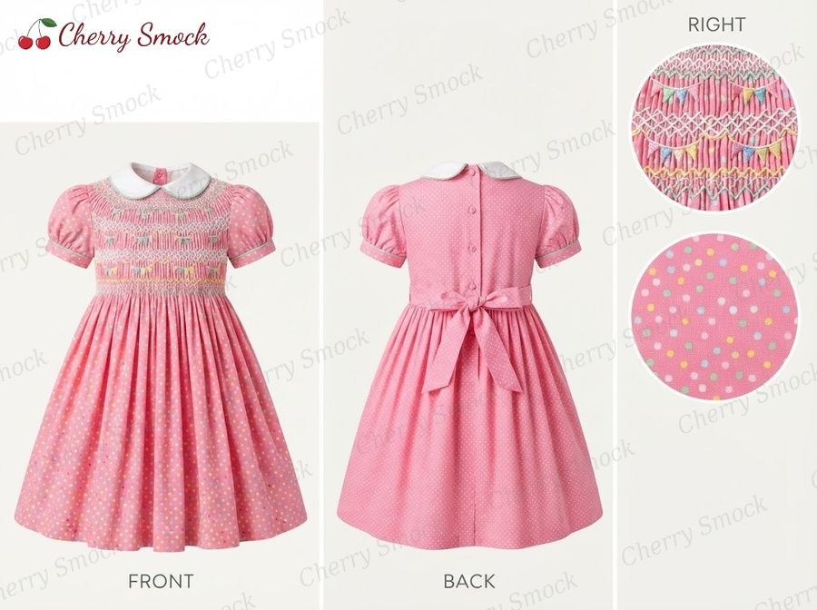 Cherrysmock Birthday Girls Hand-Smocked Dress – UK Heritage Collection #G02 (CS-UK2-BDAY-G02)