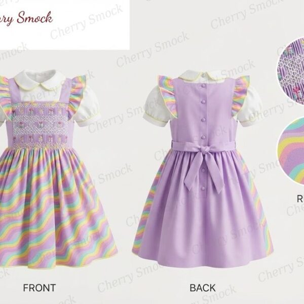 Cherrysmock Birthday Girls Hand-Smocked Dress – UK Heritage Collection #G05 (CS-UK2-BDAY-G05)
