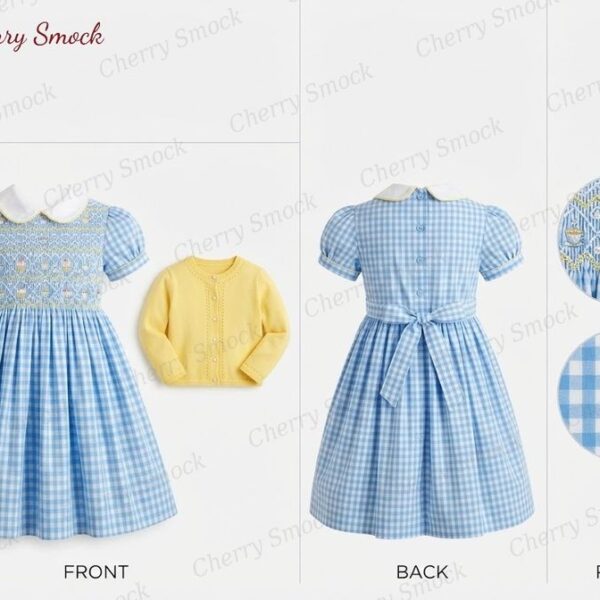 Cherrysmock Birthday Girls Hand-Smocked Dress – UK Heritage Collection #G07 (CS-UK2-BDAY-G07)