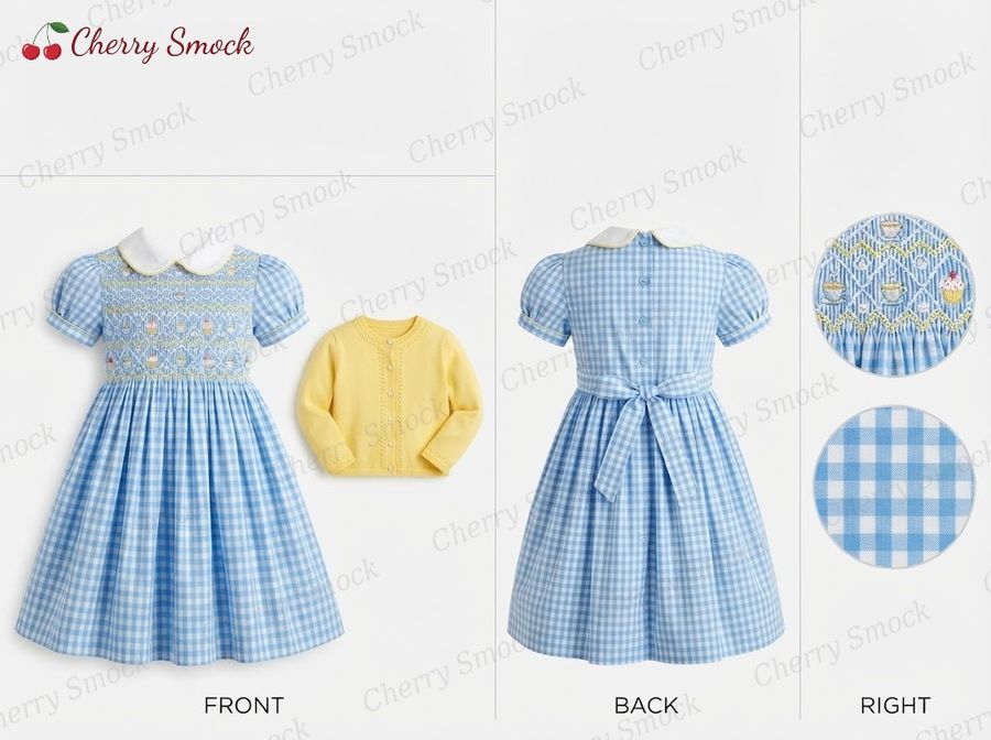Cherrysmock Birthday Girls Hand-Smocked Dress – UK Heritage Collection #G07 (CS-UK2-BDAY-G07)