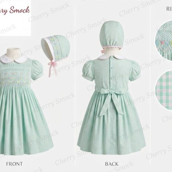 Cherrysmock Birthday Girls Hand-Smocked Dress – UK Heritage Collection #G10 (CS-UK2-BDAY-G10)