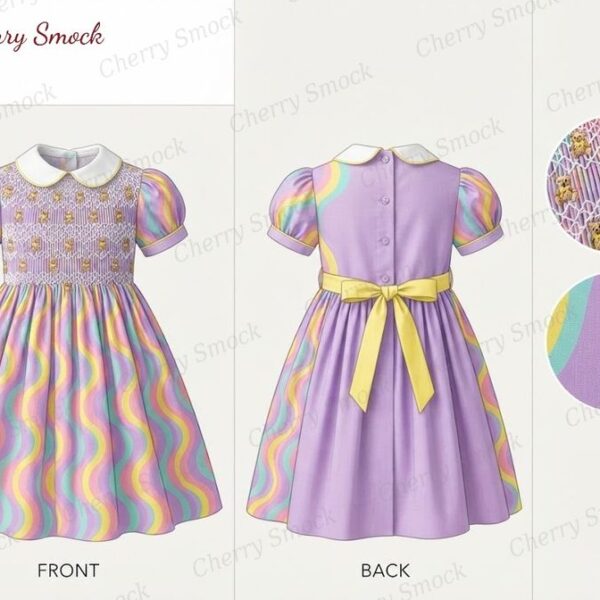 Cherrysmock Birthday Girls Hand-Smocked Dress – UK Heritage Collection #G11 (CS-UK2-BDAY-G11)