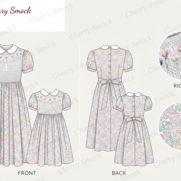 Cherrysmock Birthday Girls Hand-Smocked Dress – UK Heritage Collection #G12 (CS-UK2-BDAY-G12)