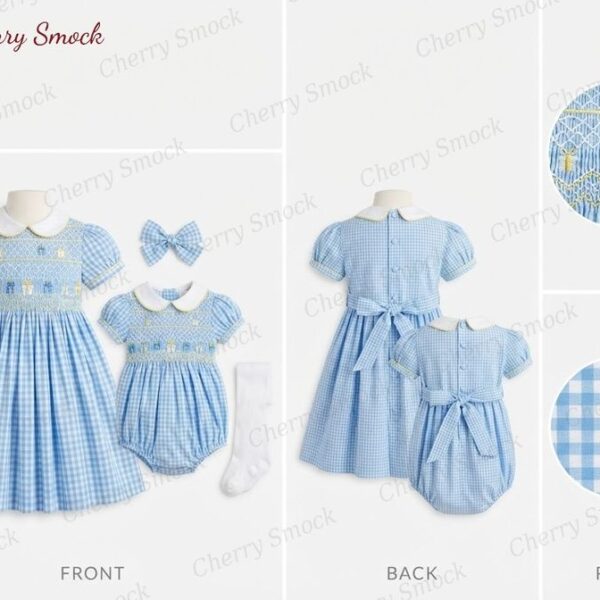 Cherrysmock Birthday Girls Hand-Smocked Dress – UK Heritage Collection #G13 (CS-UK2-BDAY-G13)