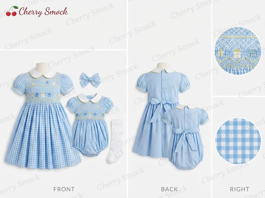 Cherrysmock Birthday Girls Hand-Smocked Dress – UK Heritage Collection #G13 (CS-UK2-BDAY-G13)