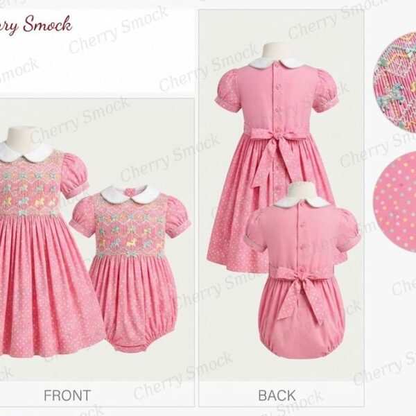 Cherrysmock Birthday Girls Hand-Smocked Dress – UK Heritage Collection #G14 (CS-UK2-BDAY-G14)