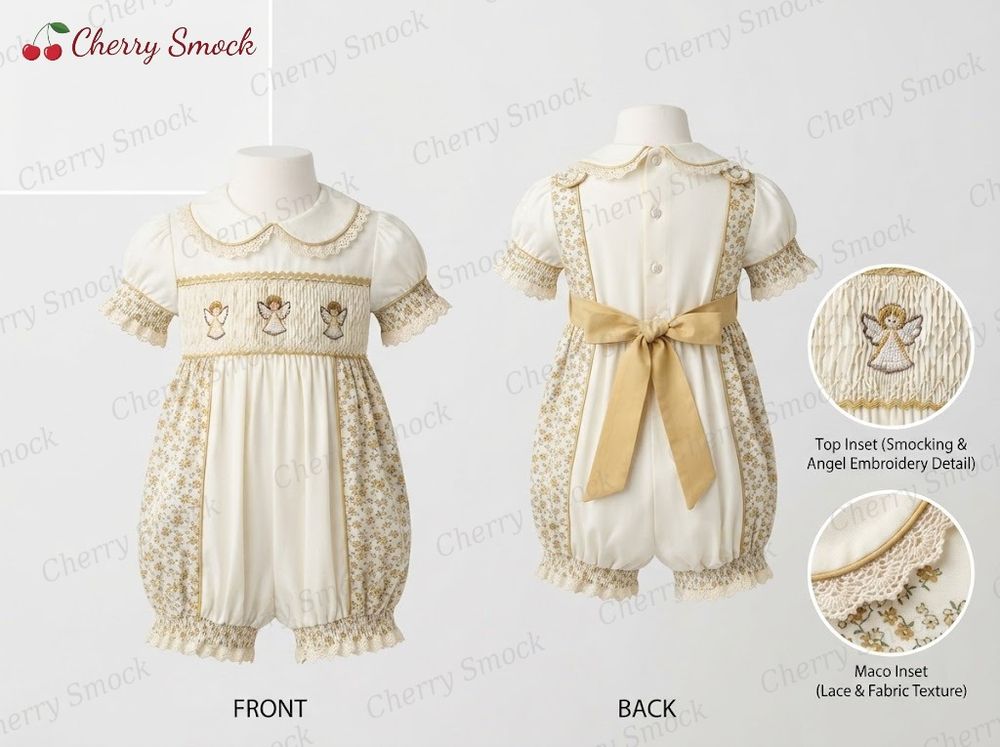 UK Heritage Christening Boys Hand-Smocked Romper Style B01