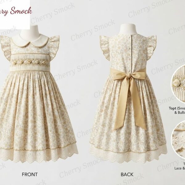 Cherrysmock Christening & Baptism Girls Hand-Smocked Dress – UK Heritage Collection #G04 (CS-UK2-CHRISTENING-G04)