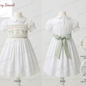 Cherrysmock Christening & Baptism Girls Hand-Smocked Dress – UK Heritage Collection #G05 (CS-UK2-CHRISTENING-G05)