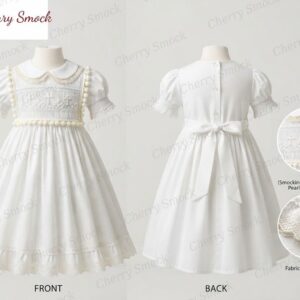 Cherrysmock Christening & Baptism Girls Hand-Smocked Dress – UK Heritage Collection #G07 (CS-UK2-CHRISTENING-G07)