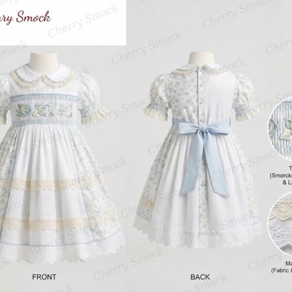Cherrysmock Christening & Baptism Girls Hand-Smocked Dress – UK Heritage Collection #G09 (CS-UK2-CHRISTENING-G09)