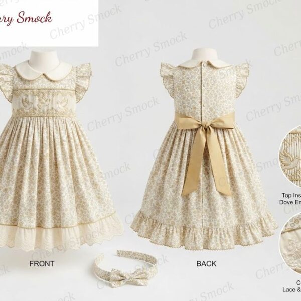 Cherrysmock Christening & Baptism Girls Hand-Smocked Dress – UK Heritage Collection #G10 (CS-UK2-CHRISTENING-G10)